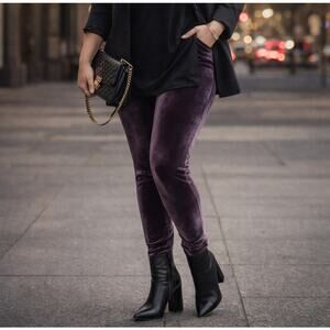 Spanx Velvet Leggings Womens XL Gray Pull On Stretch Pants